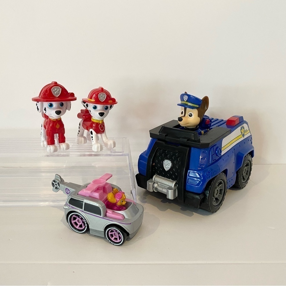 Paw Patrol Figure Lot Marshal Chase with Vehicle Diecast Skye Bundle Playset Toy - Picture 1 of 6
